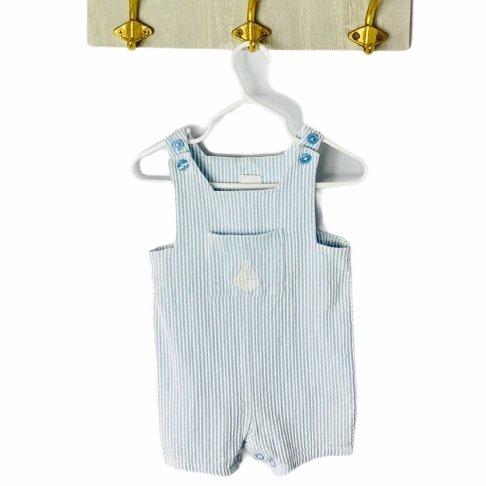 Sailboat seersucker John John Blue/White 6 months